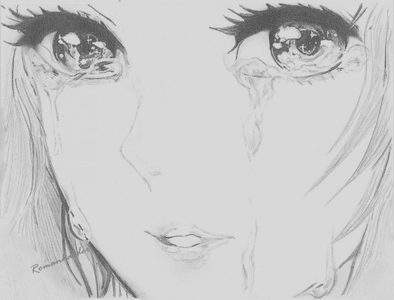 Crying Anime Girl - Art 