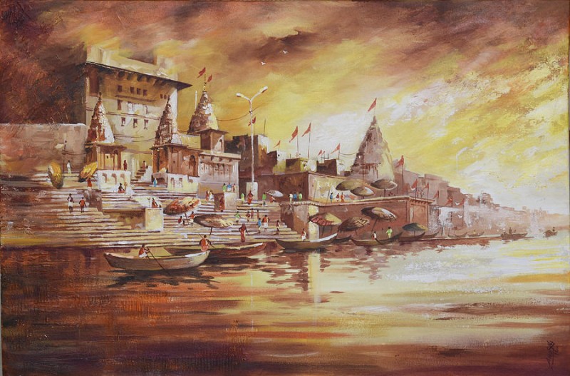 Banaras Ghat Painting by Anurag