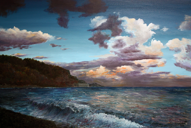 Evening On The Ocean By Vladimir Volosov, Oil Painting