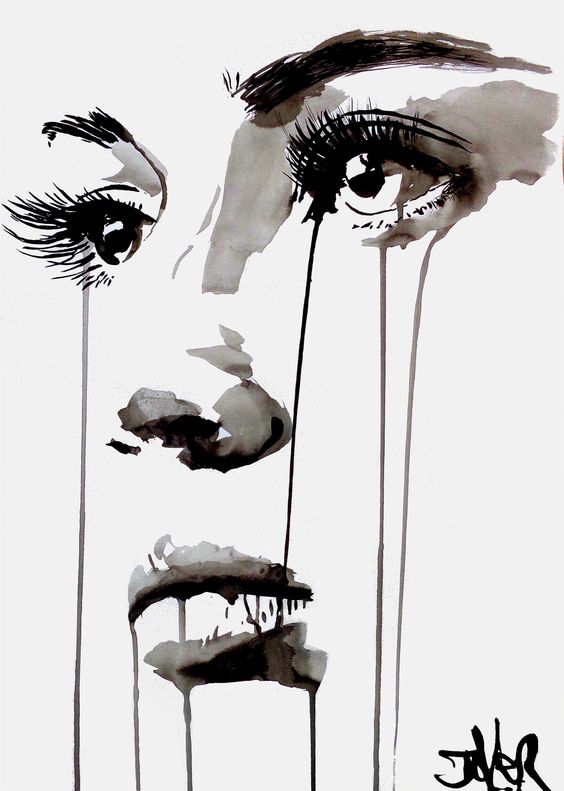 Face By Loui Jover, Watercolor Painting