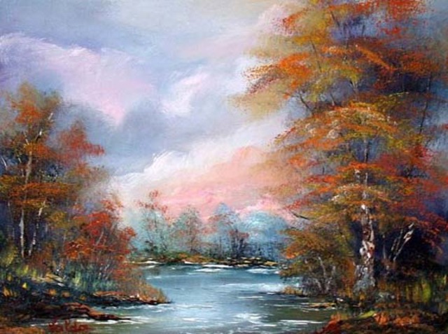 Fall Trees By Valda Fitzpatrick, Oil Painting