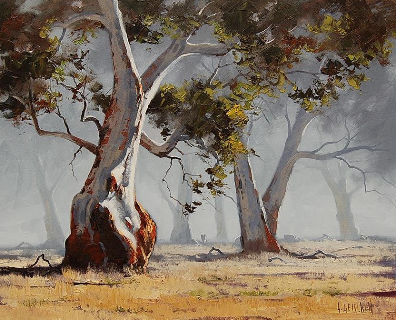 Gum Trees By Graham Gercken, Oil Painting