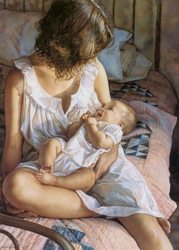 In Mothers Arms By Steve Hanks, Watercolor Paintings