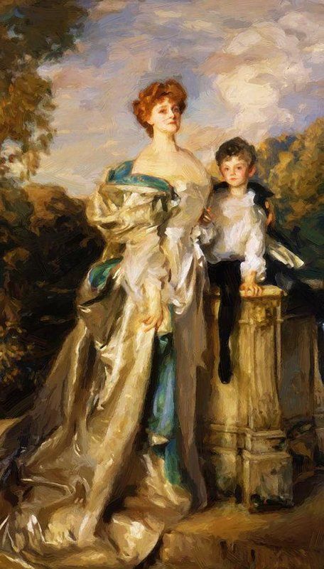 Lady Warwick And Her Son By Sargent John Singer, Oil Painting
