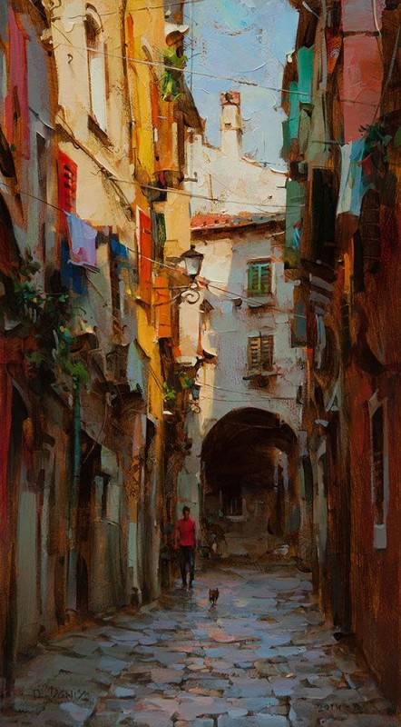 Morning In The Old Town By Dmitri Danish, Oil Painting