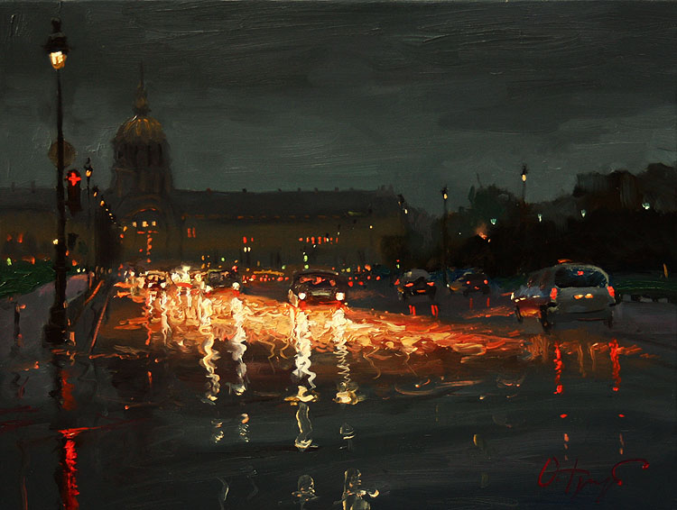 Rainy Night In Paris By Oleg Trofimov Oil Painting