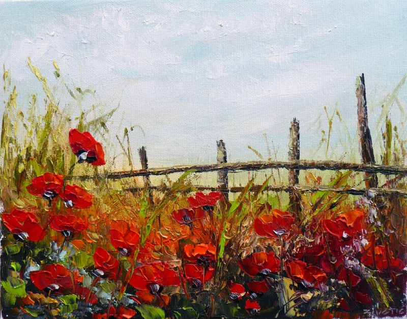 Red Poppy Fields By Zoran Zivotic, Oil Painting