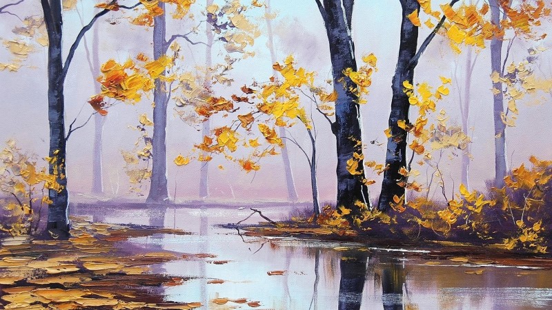 Silent Autumn By Tel Ki Chitrakariyan, Oil Painting