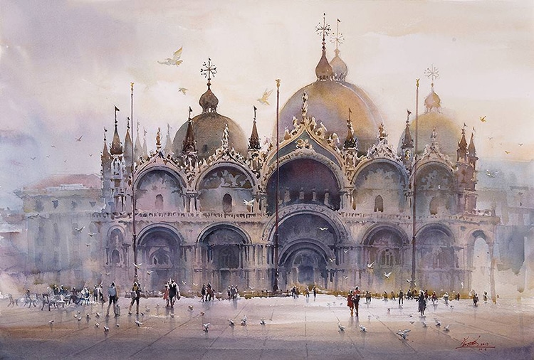 St. Mark's Cathedral In Venice By Kwan Yeuk Pang, Watercolor
