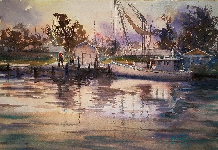 Sunset Down Town The Bayou By Keiko Tanabe