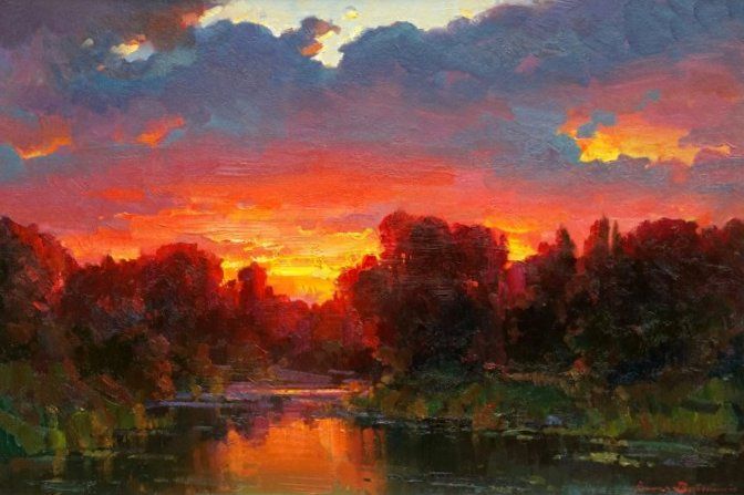Sunset Glow By Ovanes Berberian, Oil Painting