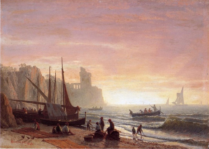 The Fishing Fleet By Albert Bierstadt, Oil Painting