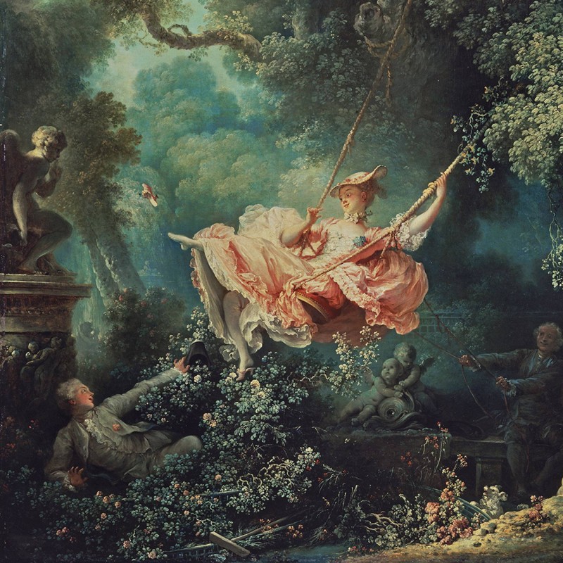 The Swing Painting by Jean-Antoine Watteau and Jean-Honore Fragonard