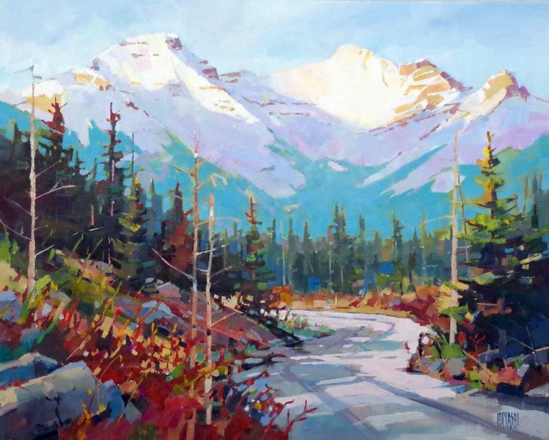 Vermillion Lakes Summer By Randy Hayashi Acrylic Painting Art