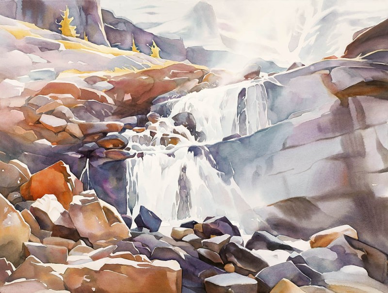 Waterfall By David McEown, Watercolor Painting