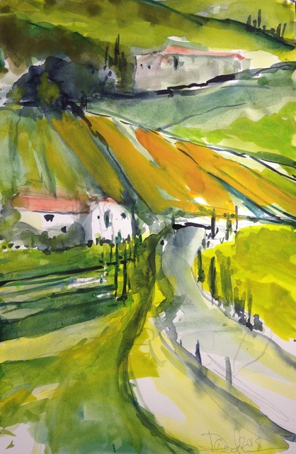 Wine Tour By Daniel Clarke, Watercolor Painting