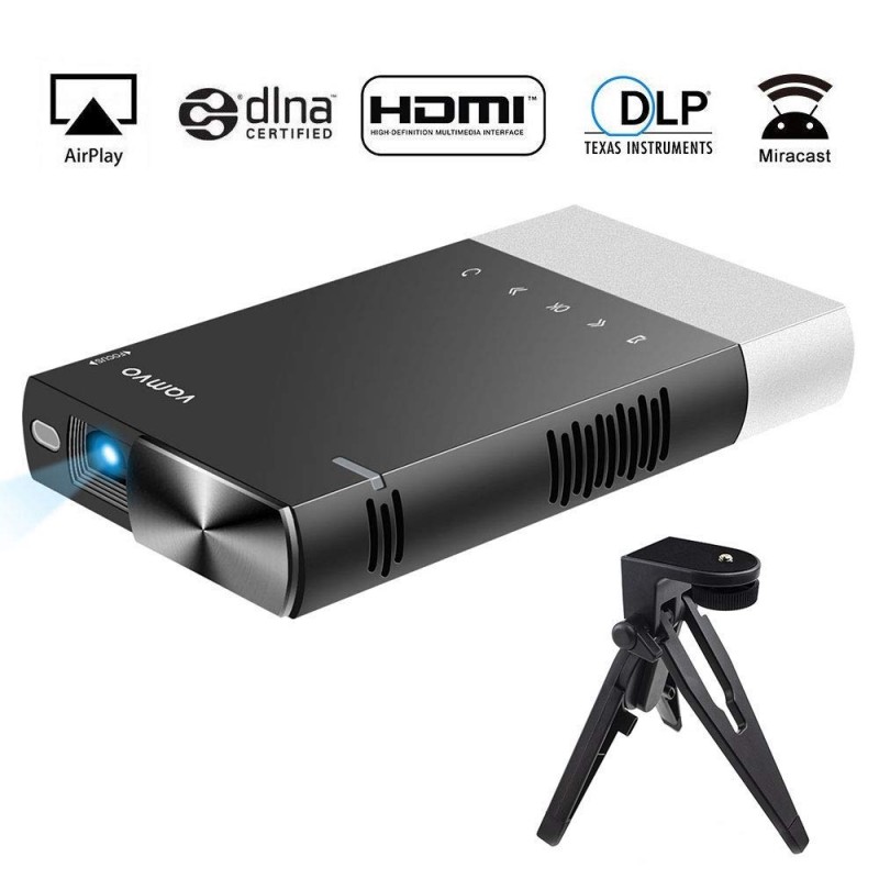 Vamvo Ultra Mini Portable Projector 1080p HD LED Rechargeable Pico Projector with HDMI, USB, TF, and Micro SD Supports iPhone Android Laptop PC Audio Projectors for Outdoor Travelling Business Games