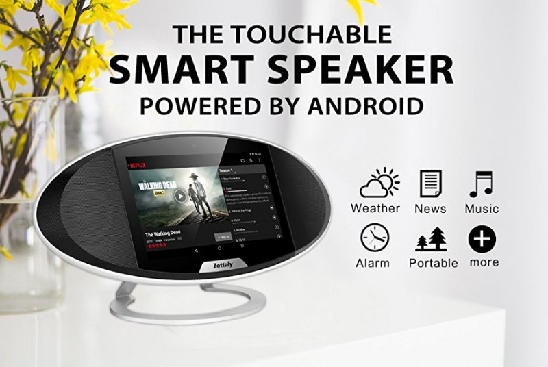 Zettaly WIFI Internet Radio Portable Bluetooth Speaker Voice Control for Alexa or OK Google Android 6.0 Touchable Wireless Speaker for Golf Beach Shower Home