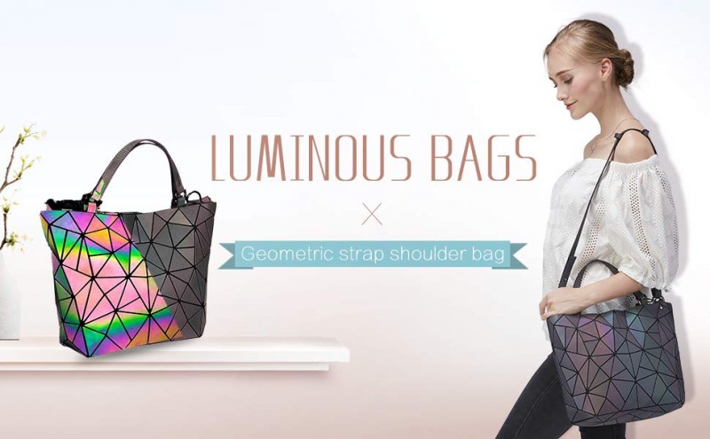 Geometric Luminesk Purse and Handbag for Women Holographic Bag Top-Handle with Zipper Closure Messenger Satchel Bags