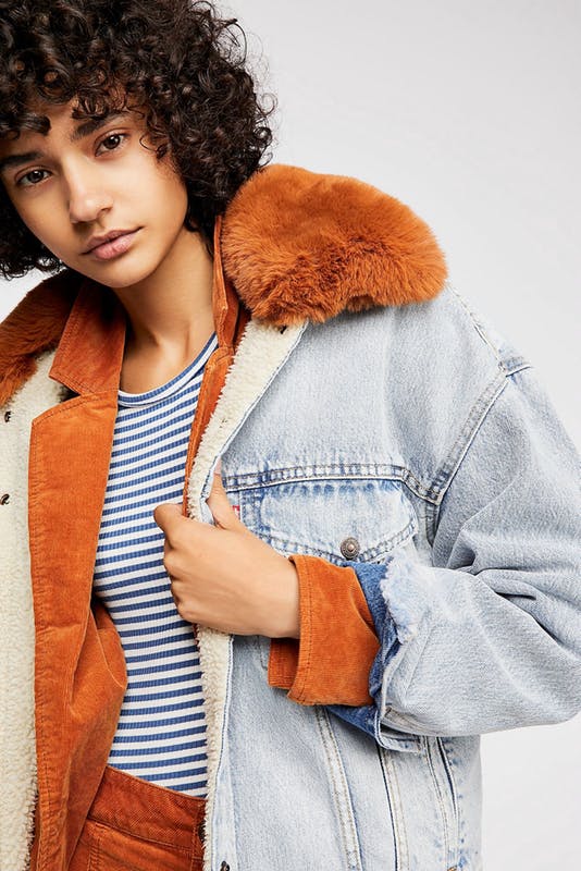 oversized sherpa trucker