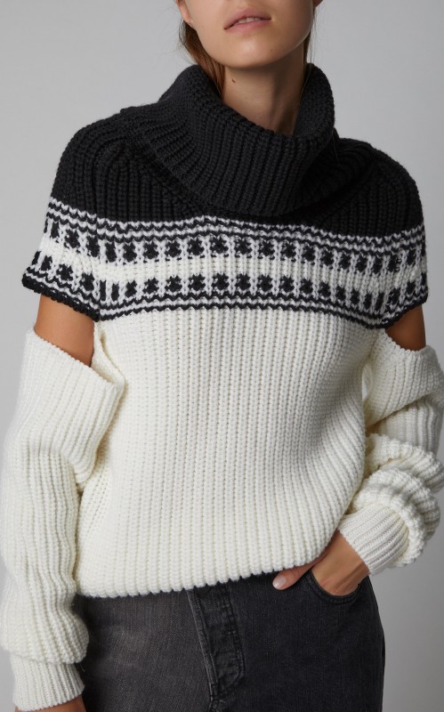 Monse Sliced Fair Isle Wool Turtleneck Sweater 