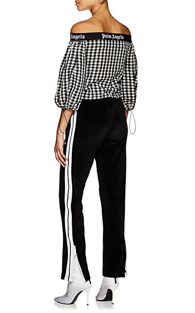 Palm Angels Logo Gingham Off-The-Shoulder Top