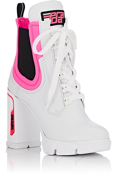 prada white and pink boots