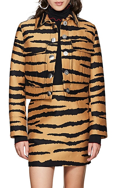 Proenza Schouler Tiger-Pattern Wool-Silk Jacquard Crop Jacket 