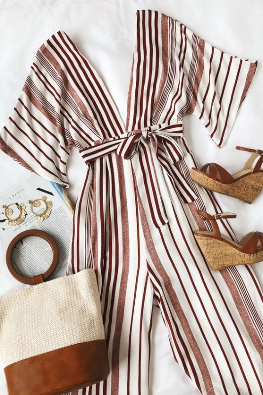 Red Striped Jumpsuit