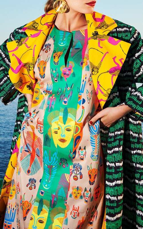 Rianna + Nina Nina Cotton-Linen Printed Coat
