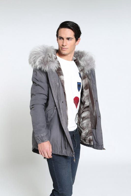 Saline Cotton Canvas Mini Parka With Fur By Mr & Mrs Italy
