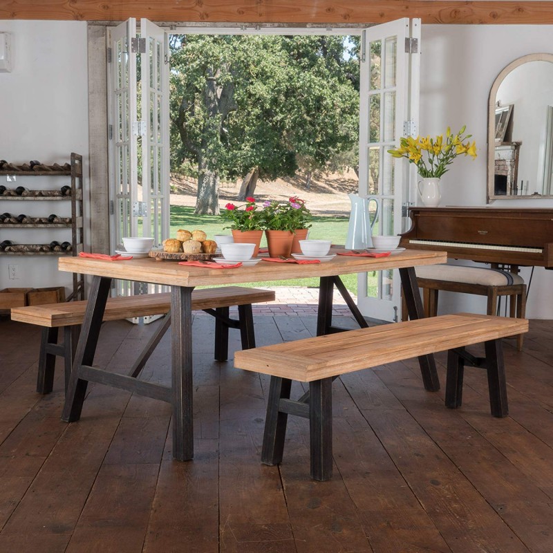 Arlington Acacia Wood Dining Set, Brushed Grey 