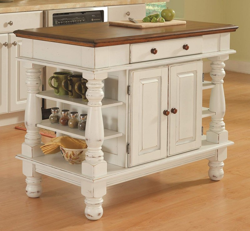 Home Styles 5094-94 Americana Kitchen Island, Antique White Finish 