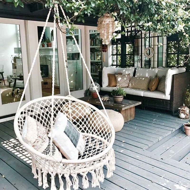 Sonyabecca Hammock Chair Macrame Swing 265 Pound Capacity Handmade Knitted Hanging Swing Chair