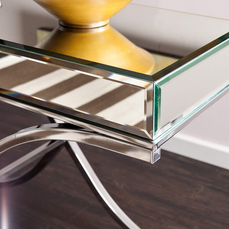 Southern Enterprises Ava Mirrored Console Table, Chrome Frame Finish 