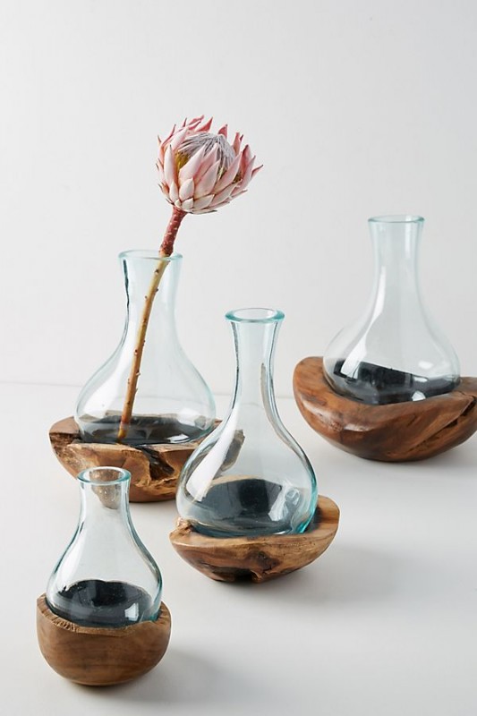 Teak & Bottle Vase
