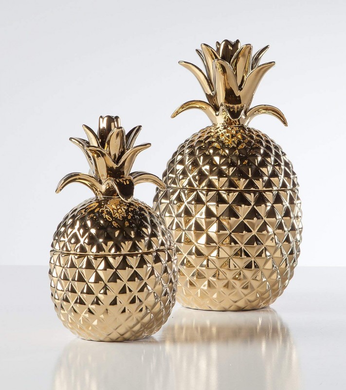 Torre & Tagus 902523A Pineapple Ceramic Canister, Short, Gold 