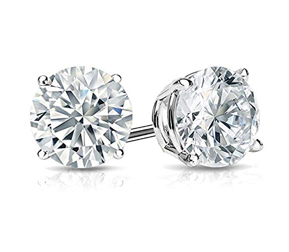 AGK Diamonds 1.05 ct Ladies Round Cut Cubic Zirconia Stud Earrings in Silver With Push Back 