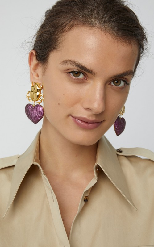 Begum Khan Beetle My Love 24K Gold-Plated Crystal Earrings