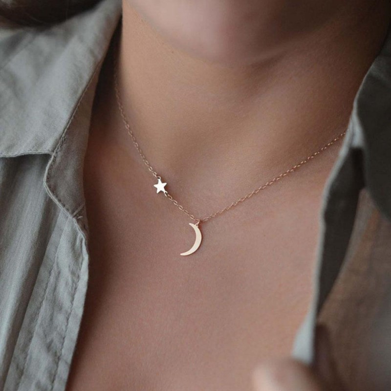 Kaila Modern Moon Pendant Star Floating Necklace