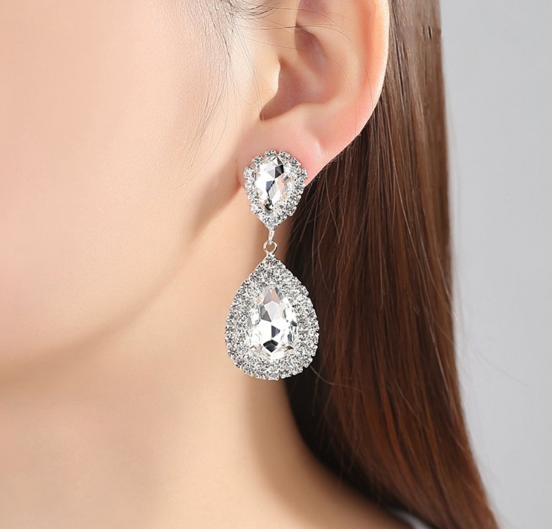 Mariana Fancy Crystal Dangle Teardrop Stud Earrings