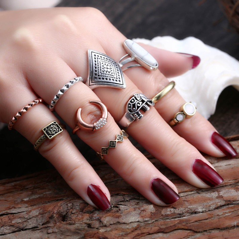 Rinhoo Friendship Ring Set Vintage Retro