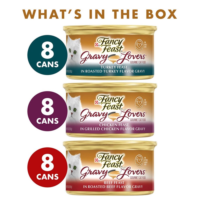 Purina Fancy Feasts Grilled Seafood Collection Wet Cat Food Variety Pack (24) 3 oz. Cans 