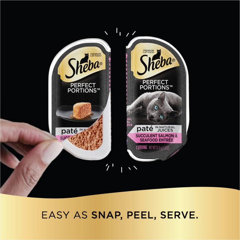 Sheba Perfect Portions Pate Wet Cat Food Trays Seafood Pet