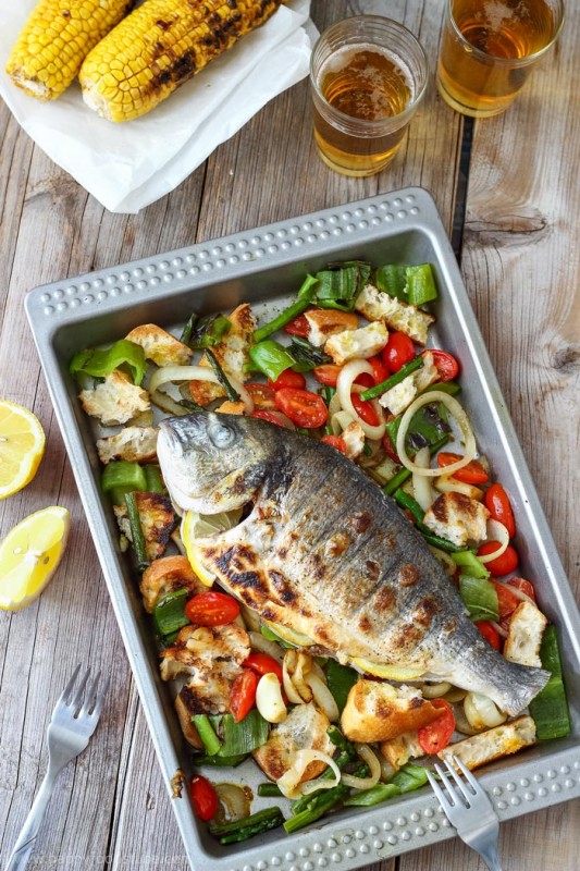 Grilled Whole Fish With Italian Bread Salad