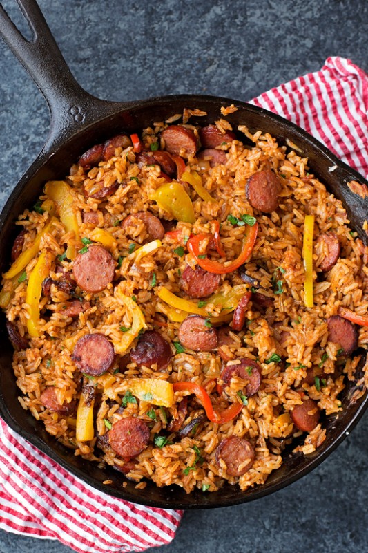 Sausage, Pepper and Rice Skillet