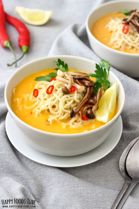 Spicy Thai Pumpkin Soup with Ramen Noodles
