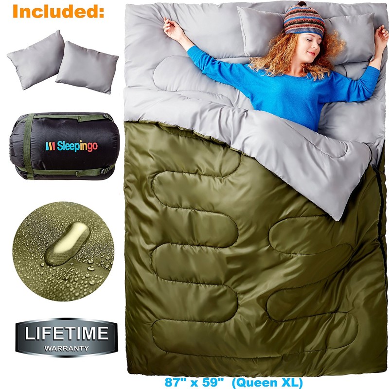 Sleepingo Double Sleeping Bag For Backpacking, Camping, Or Hiking