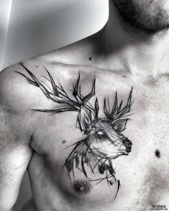 Deer Chest Tattoo  Best Tattoo Ideas Gallery