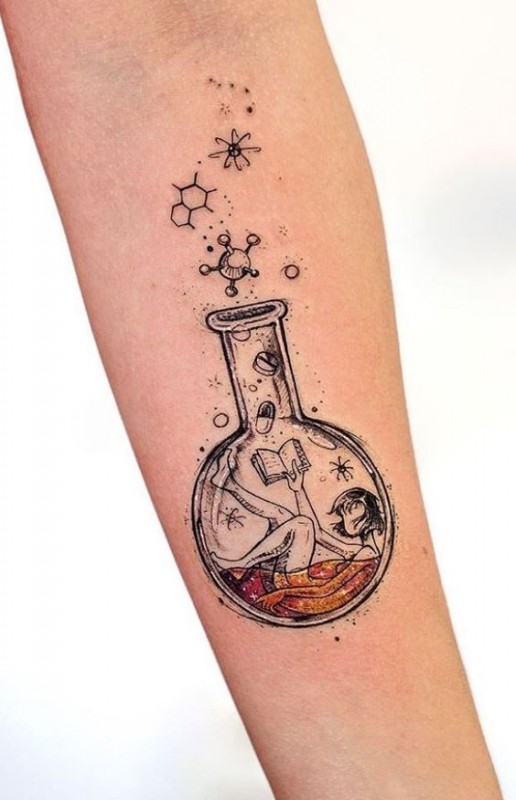 Girl in a Bottle Tattoo